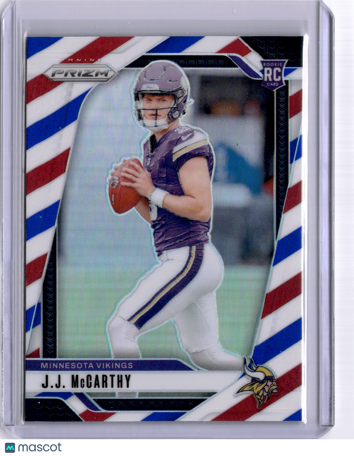 J.J. McCarthy 2024 Panini Prizm Red White Blue RWB Rookie RC Vikings