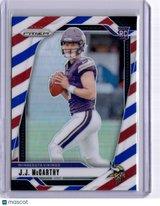 J.J. McCarthy 2024 Panini Prizm Red White Blue RWB Rookie RC Vikings