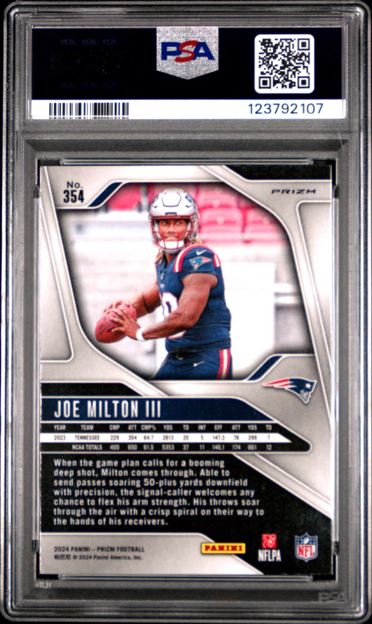 Joe Milton III 2024 Panini Prizm Orange Disco Rookie RC PSA 8 Cowboys