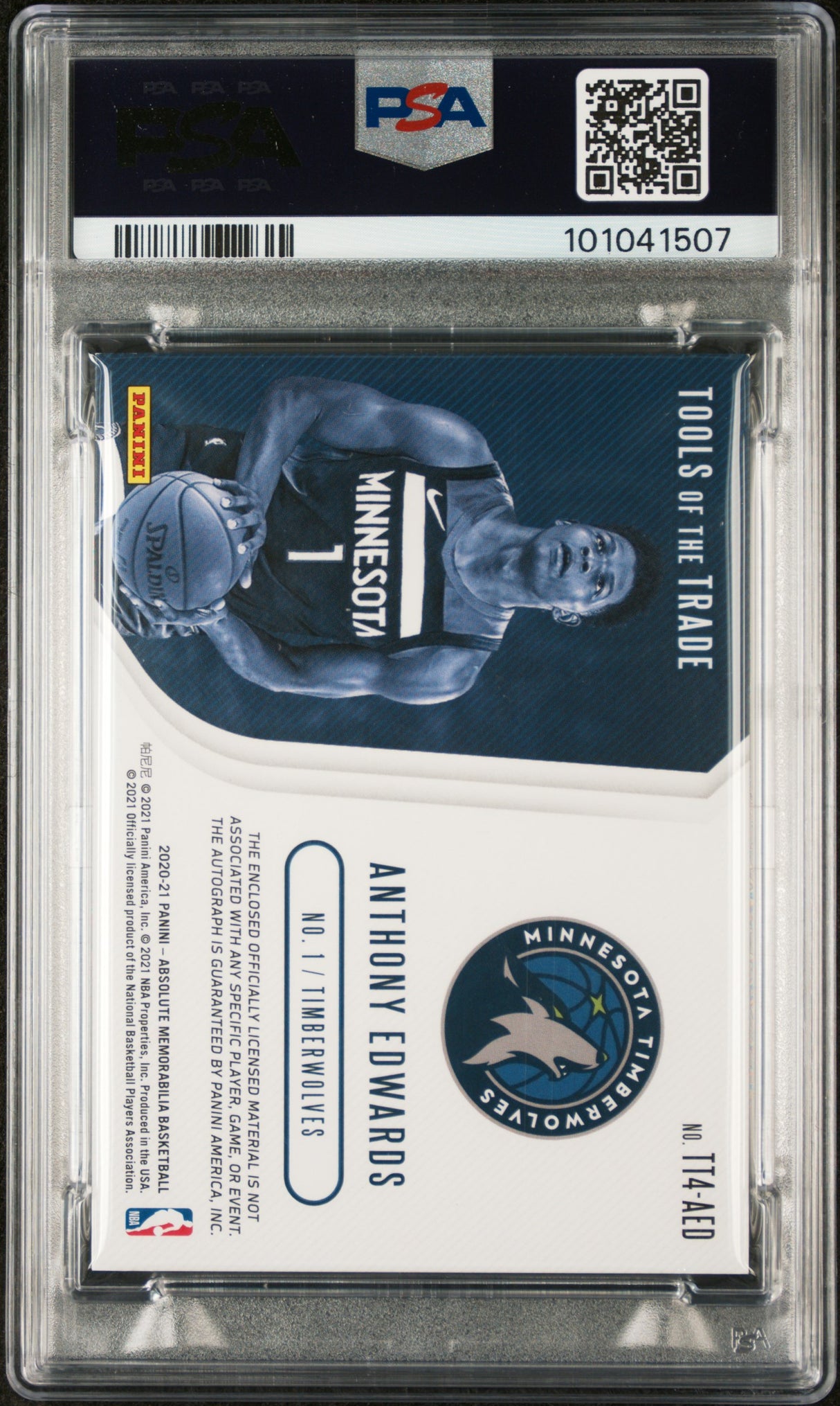 Anthony Edwards 2020-21 Absolute Tools Of The Trade /50 Patch Auto Rookie PSA 8