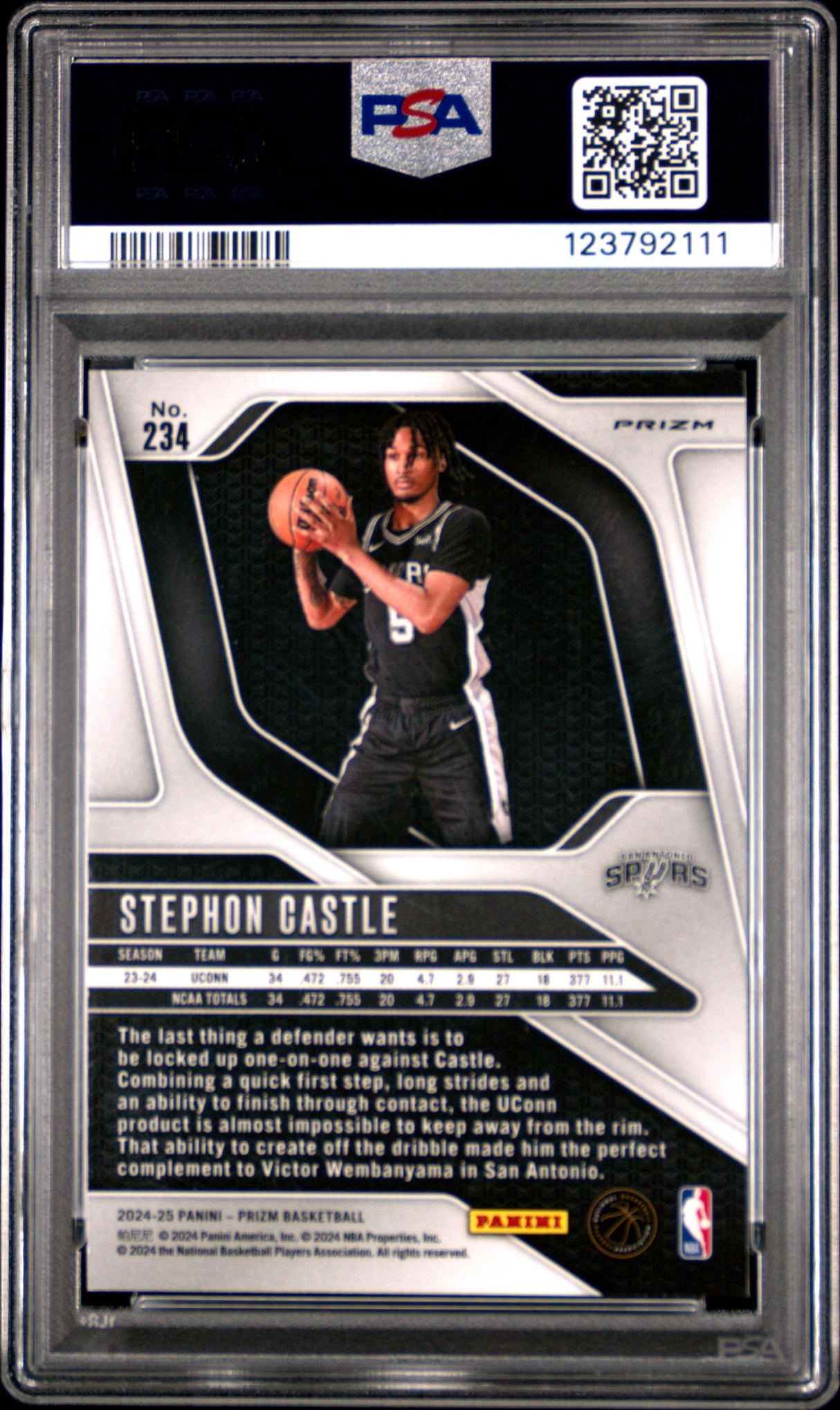 Stephon Castle 2024 Panini Prizm Red Ice PSA 5