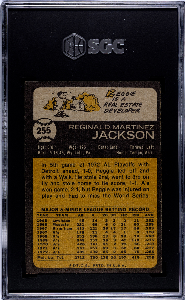 Reggie Jackson 1973 Topps #255 SGC 7 Oakland A's