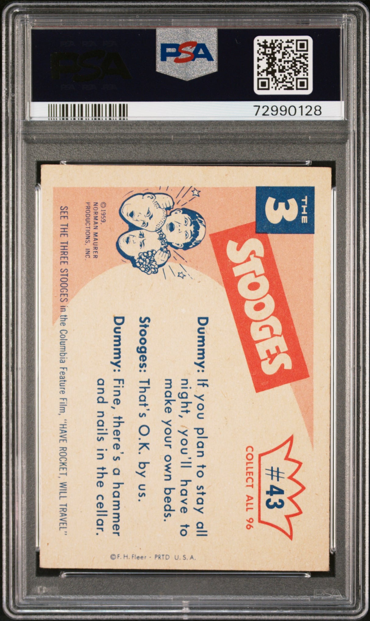 1959 The 3 Stooges No Down Payment #43 PSA 3