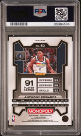 Anthony Edwards 2023 Panini Prizm Monopoly Red Pattern PSA 10 Gem Mint
