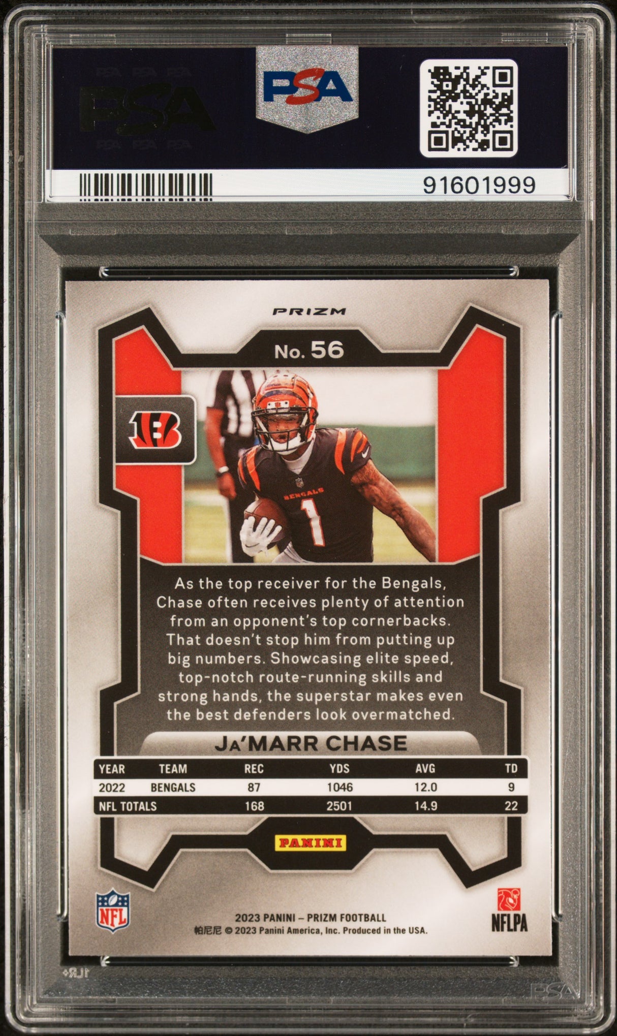 Ja'marr Chase 2023 Panini Prizm Silver PSA 10 Gem Mint Bengles