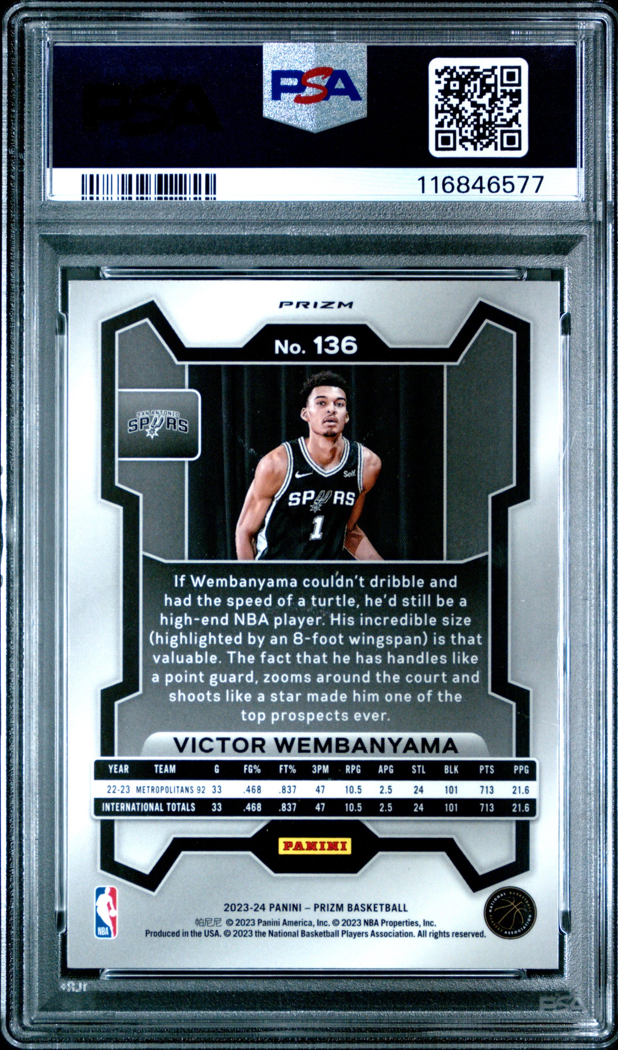 Victor Wembanyama 2023 Panini Prizm Red White Blue RWB Rookie RC PSA 9 Mint