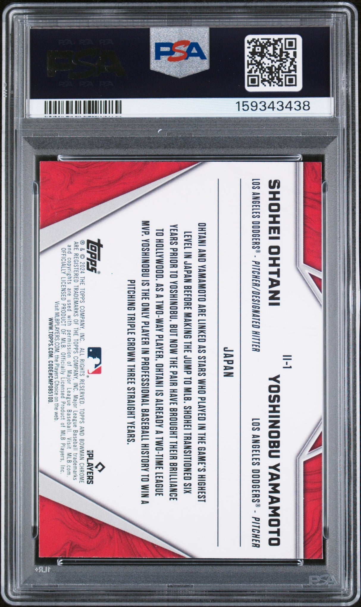 Shohei Ohtani Yoshinobu Yamamoto 2024 Bowman Chrome International Impact PSA 10