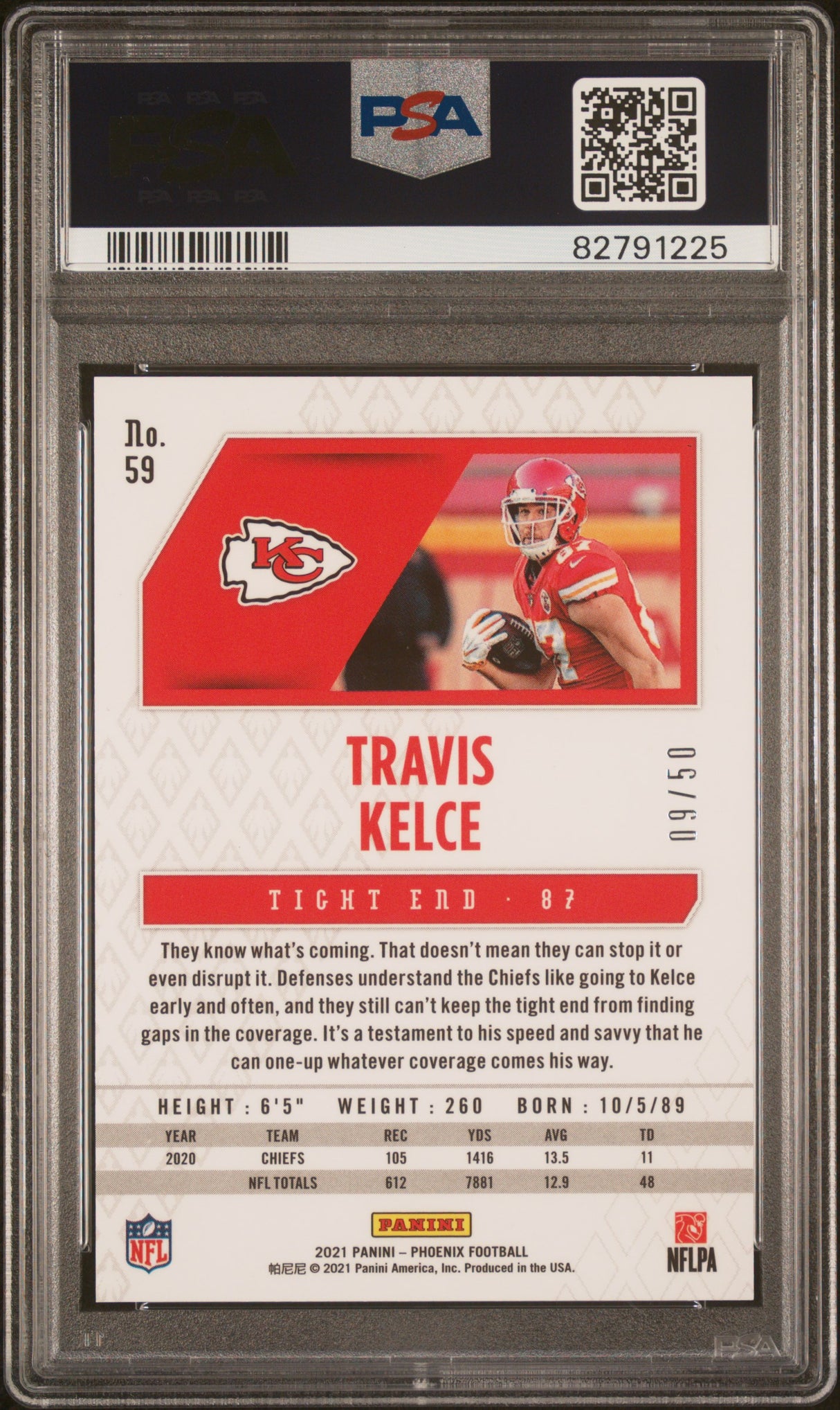 Travis Kelce 2021 Panini Phoenix Fire & Ice Lazer /50 PSA 10 Gem Mint Chiefs