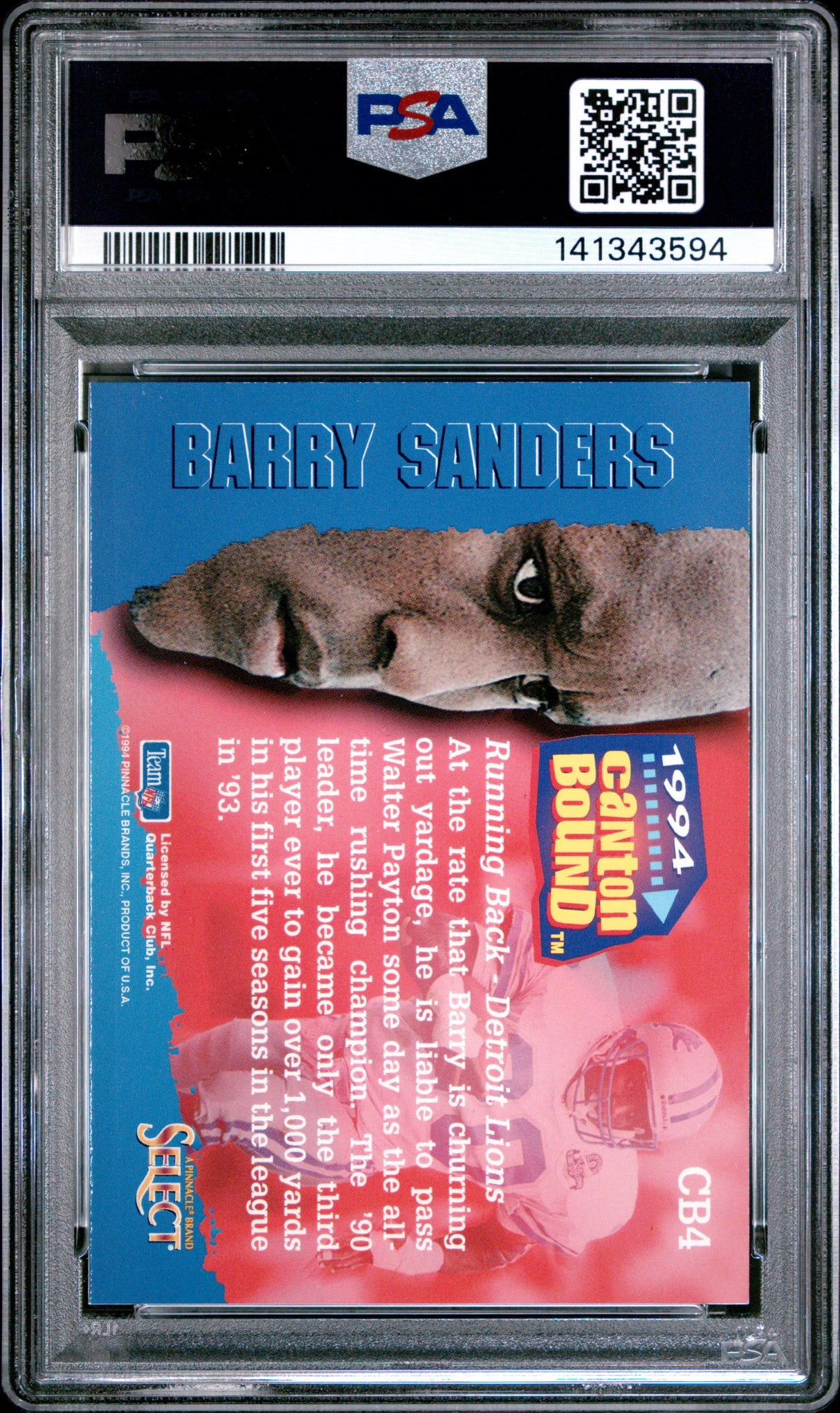 Barry Sanders 1994 Select Canton Bound PSA 7 Lions HOF