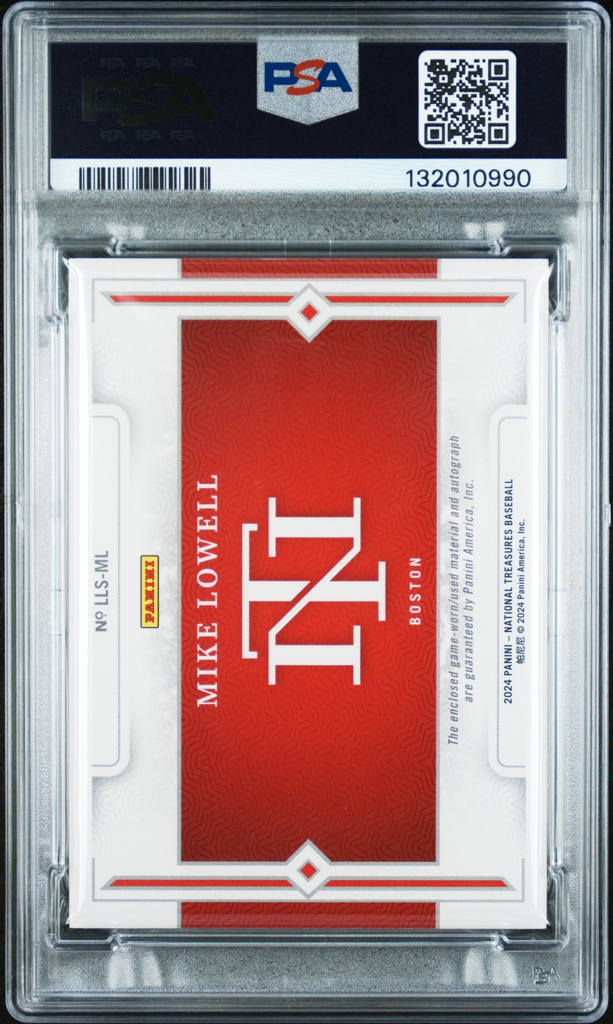 Mike Lowell 2024 National Treasures Legendary Lumber Signatures Auto 1/1 PSA 10
