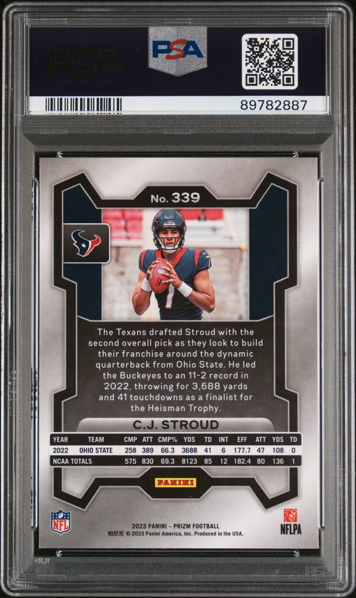CJ Stroud 2023 Panini Prizm Rookie RC PSA 9 Mint Texans