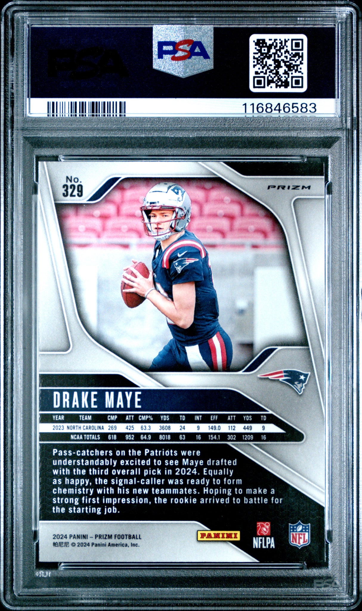Drake Maye 2024 Panini Prizm Red White Blue Rookie RC PSA 10 Gem Mint