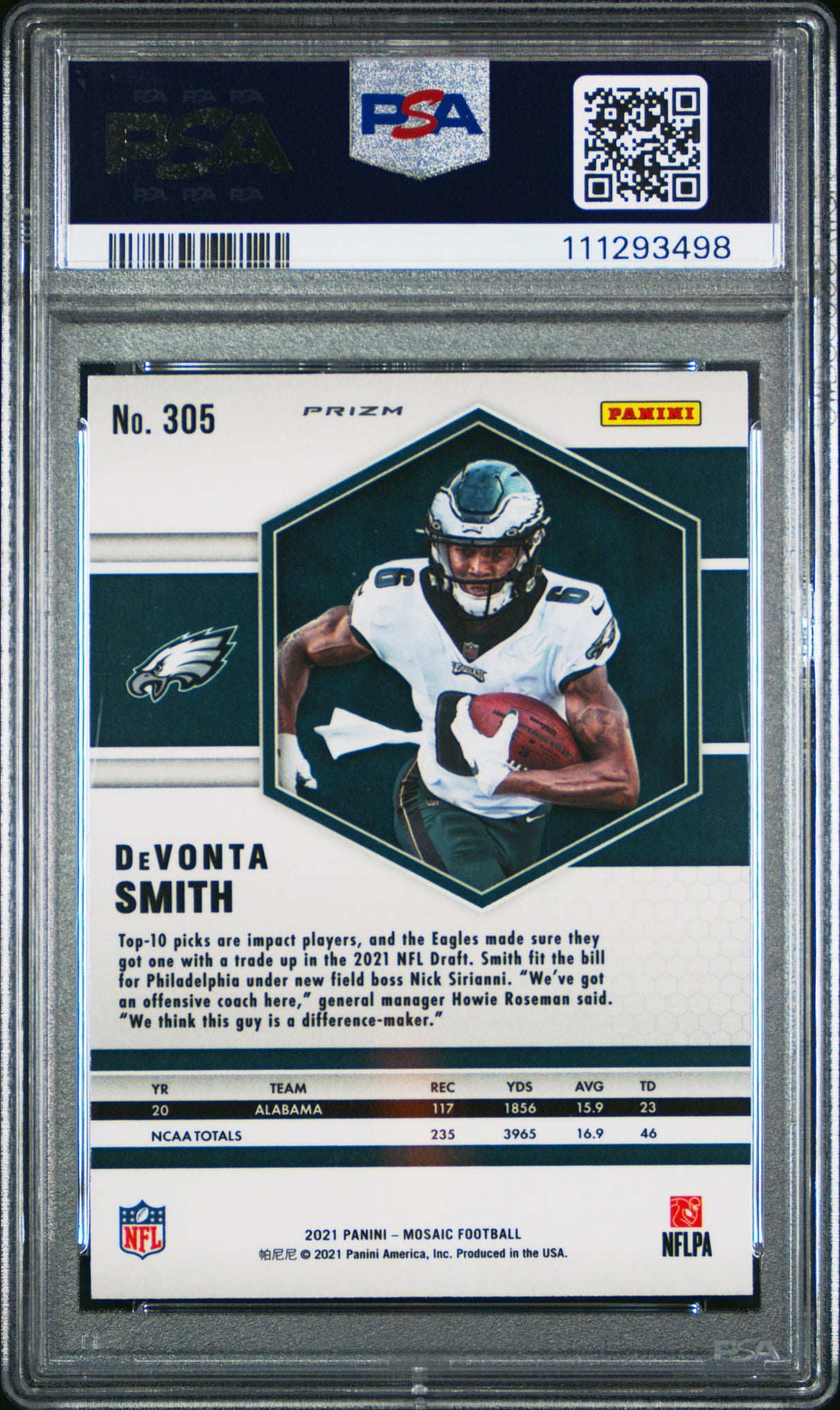 Devonta Smith 2021 Panini Mosaic Reactive Blue Rookie RC PSA 10 Gem Mint