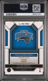Paolo Banchero 2022-23 Panini Prizm Rookie Signatures Blue Wave RC Auto PSA 9