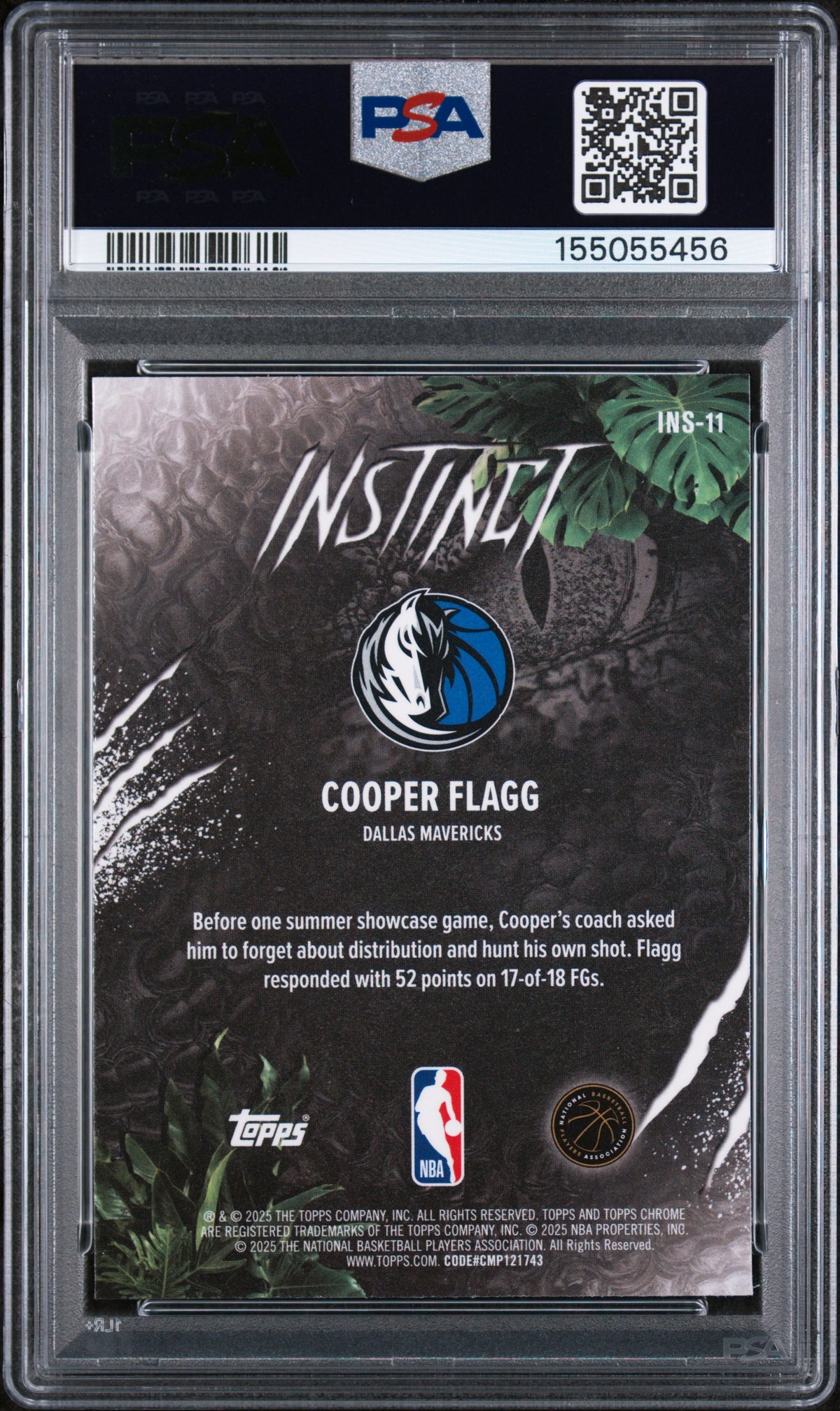 Cooper Flagg 2025-26 Topps Chrome Instinct Rookie RC Insert PSA 10 Gem Mint