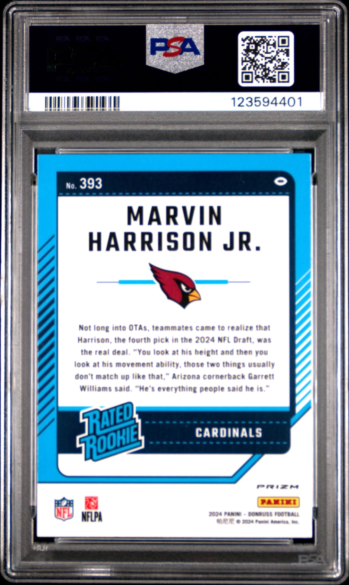 Marvin Harrison Jr 2024 Panini Donruss Optic Preview Red Wave Rookie RC PSA 10