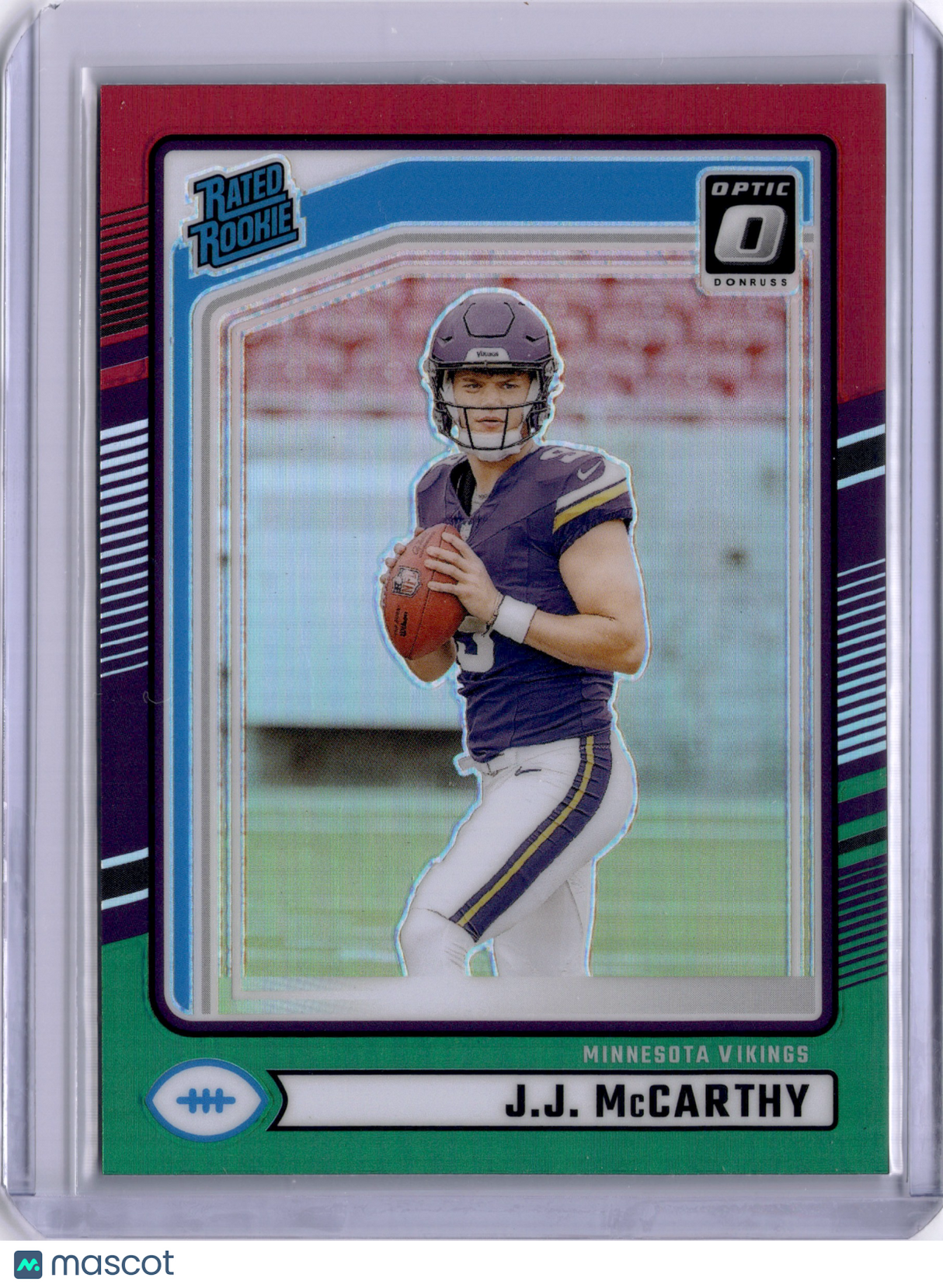 J.J. McCarthy 2024 Panini Donruss Optic Preview Red Green Rookie RC Vikings