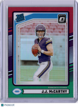 J.J. McCarthy 2024 Panini Donruss Optic Preview Red Green Rookie RC Vikings