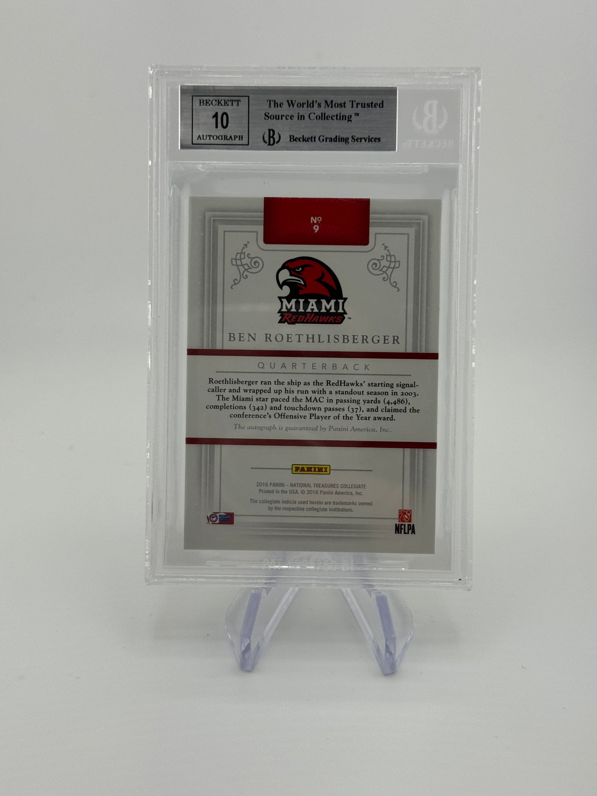 Ben Roethlisberger 2016 National Treasures Gold /5 Auto BGS 9 Miami Steelers