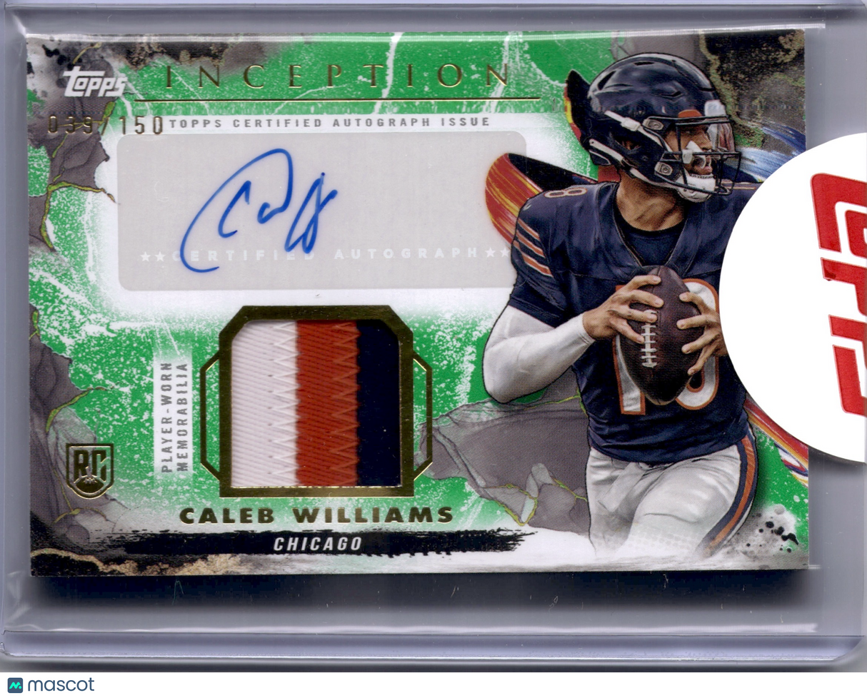 Caleb Williams 2024 Topps Inception Green /150 Auto Patch RPA Rookie RC Bears