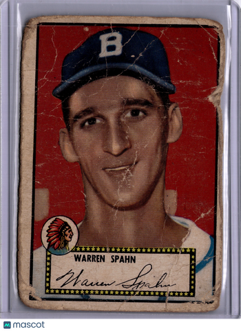 Warren Spahn 1952 Topps Black Back #33 Warren Spahn Boston Braves HOF