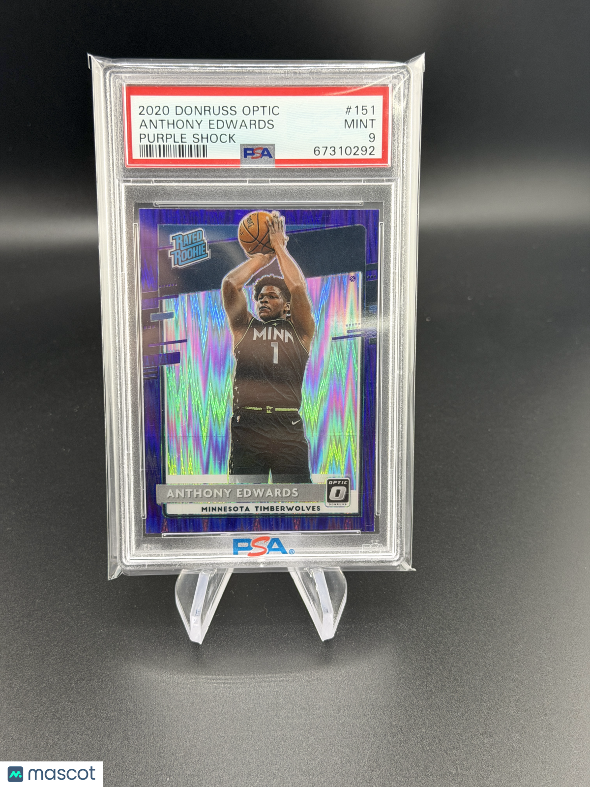 Anthony Edwards 2020 Panini Donruss Optic Purple Shock Rookie RC PSA 9