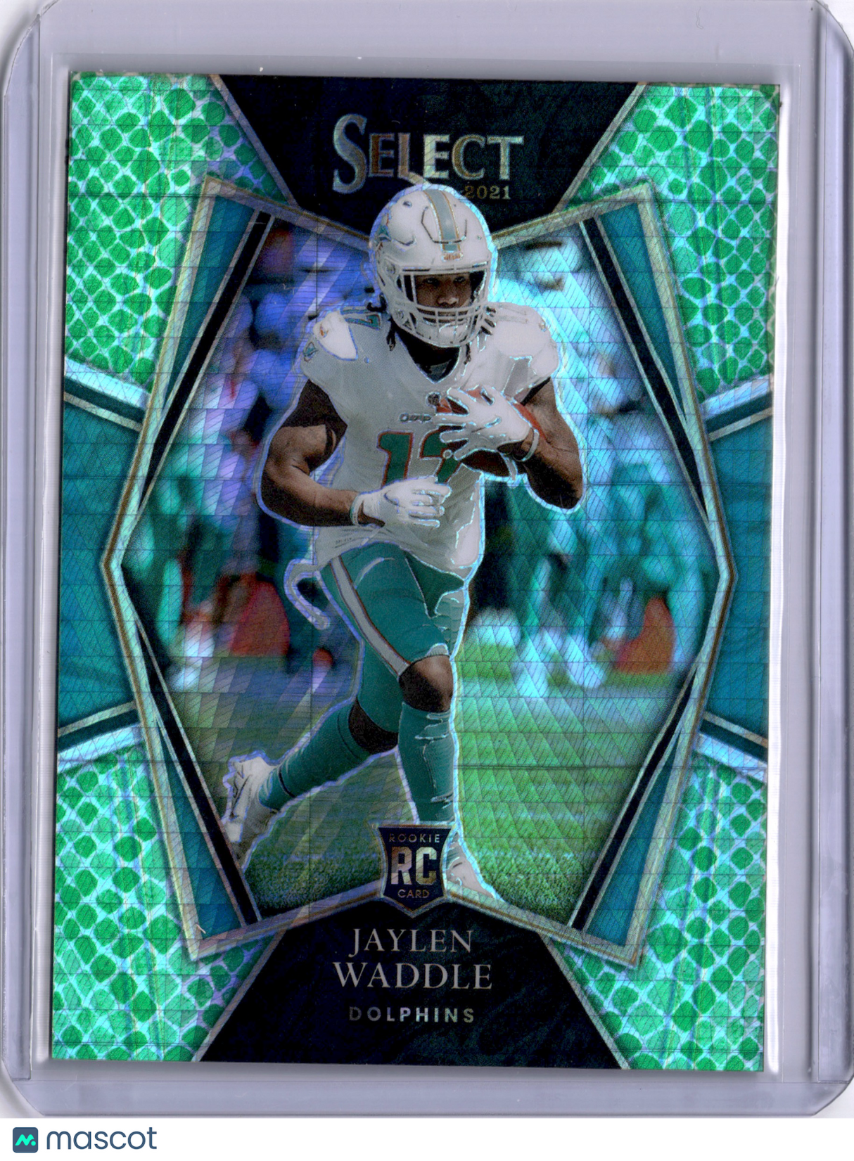 Jaylen Waddle 2022 Panini Select Dragon Scale Prizm Rookie RC /89 Dolphins