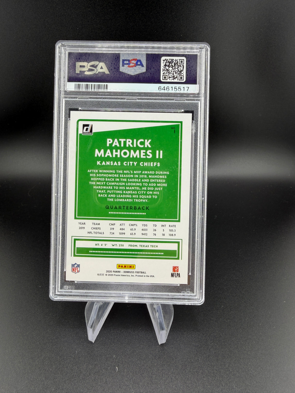 Patrick Mahomes II 2020 Panini Donruss Red Press Proof PSA 10 Gem Mint