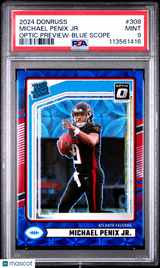 Michael Penix JR. 2024 Donruss Optic Preview Blue Scope PSA 9 Mint Falcons