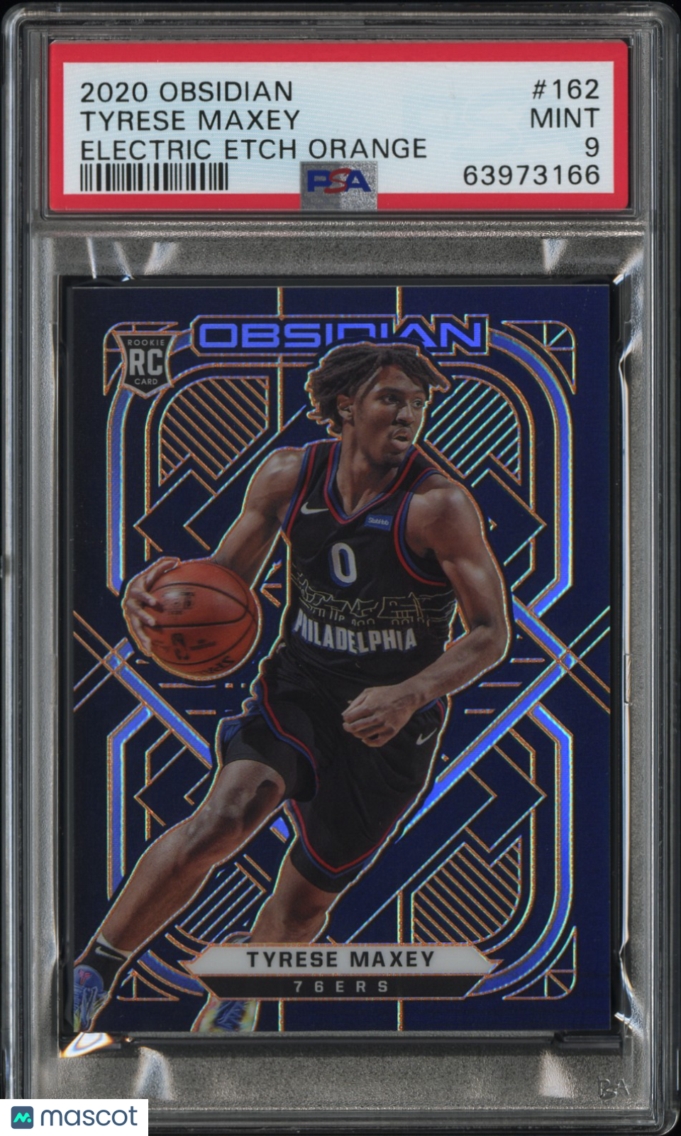 Tyrese Maxey 2020 Panini Obsidian Etch Orange /50 Rookie RC PSA 9 Mint 76ers