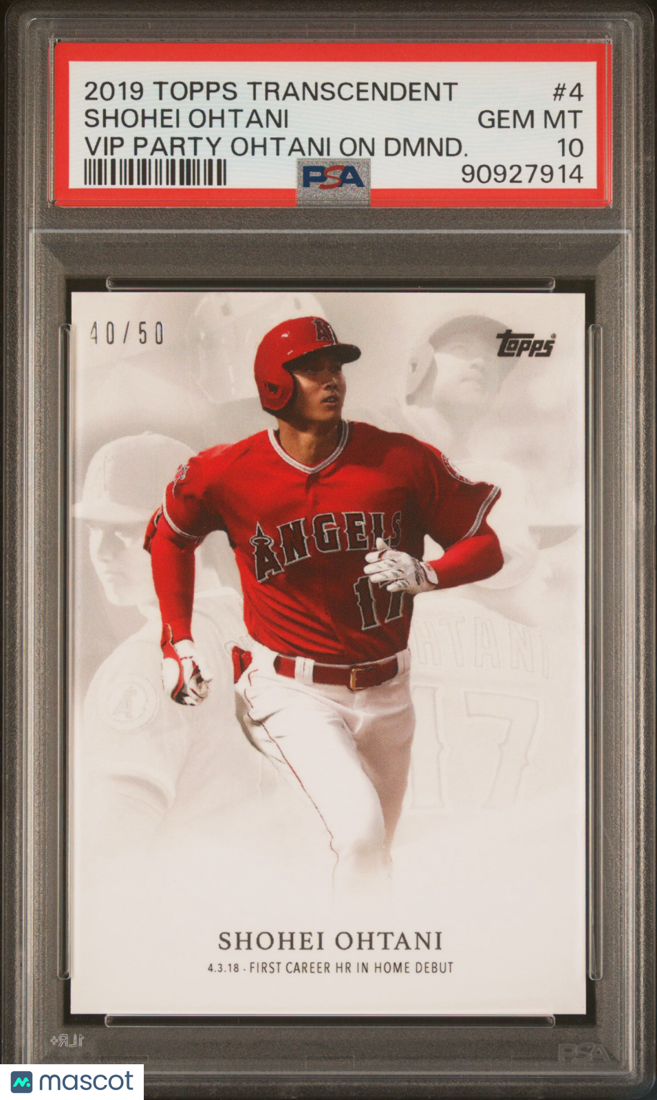 Shohei Ohtani 2019 Topps Transcendent VIP Party On Demand 40/50 PSA 10 Gem Mint