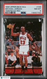 Michael Jordan 1998 Upper Deck MJX Timepieces Red /2300 PSA 8 Bulls HOF