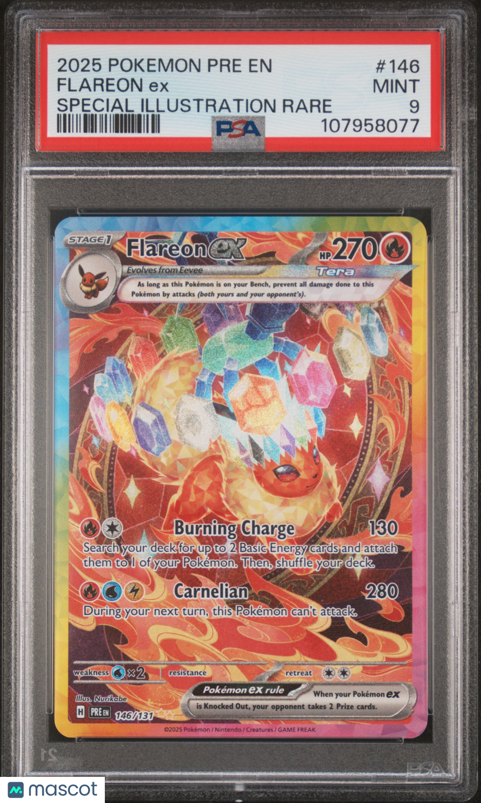 Flareon EX Pokemon Prismatic Evolutions 146 Special Illustration Rare PSA 9