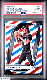 Stephon Castle 2024 Panini Prizm Red White Blue Rookie RC PSA 8 Spurs