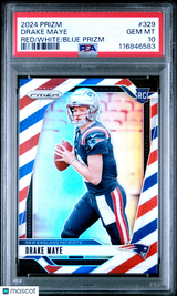 Drake Maye 2024 Panini Prizm Red White Blue Rookie RC PSA 10 Gem Mint