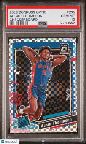 Ausar Thompson 2023 Panini Donruss Optic PSA 10 Checkerboard Rookie RC Pistons