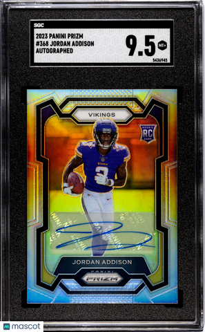 Jordan Addison 2023 Panini Prizm Silver Auto Rookie RC SGC 9.5 Autograph Vikings