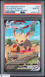 Leafeon VMAX 2021 Pokemon Sword & Shield Evolving Skies #205 Secret PSA 10