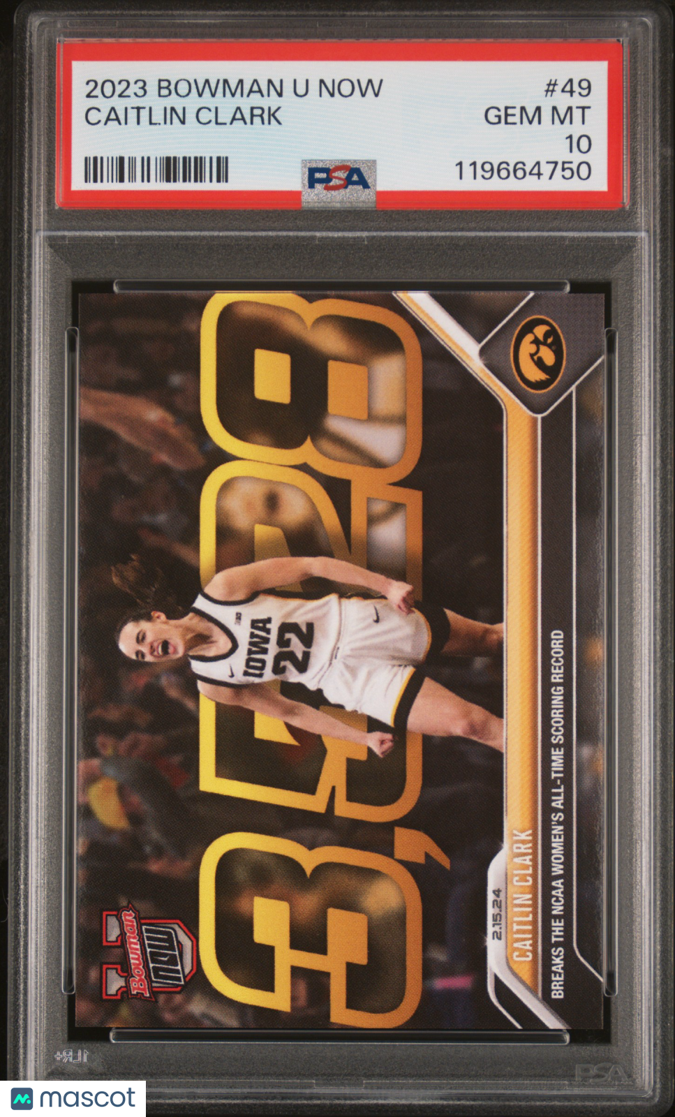 Caitlin Clark 2023 Bowman U Now PSA 10 Gem Mint Hawkeyes
