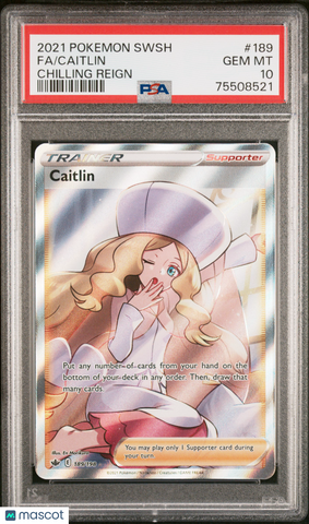 Caitlin Full Art 2021 Pokemon Sword & Shield Chilling Reign #189 PSA 10