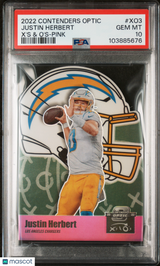 Justin Herbert 2022 Panini Contenders Optic X'S & O's Pink 10/75 PSA 10 Gem Mint