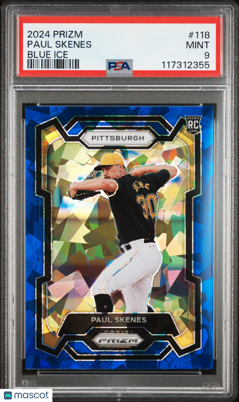 Paul Skenes 2024 Panini Prizm Blue Ice Rookie RC PSA 9 Mint Pirates