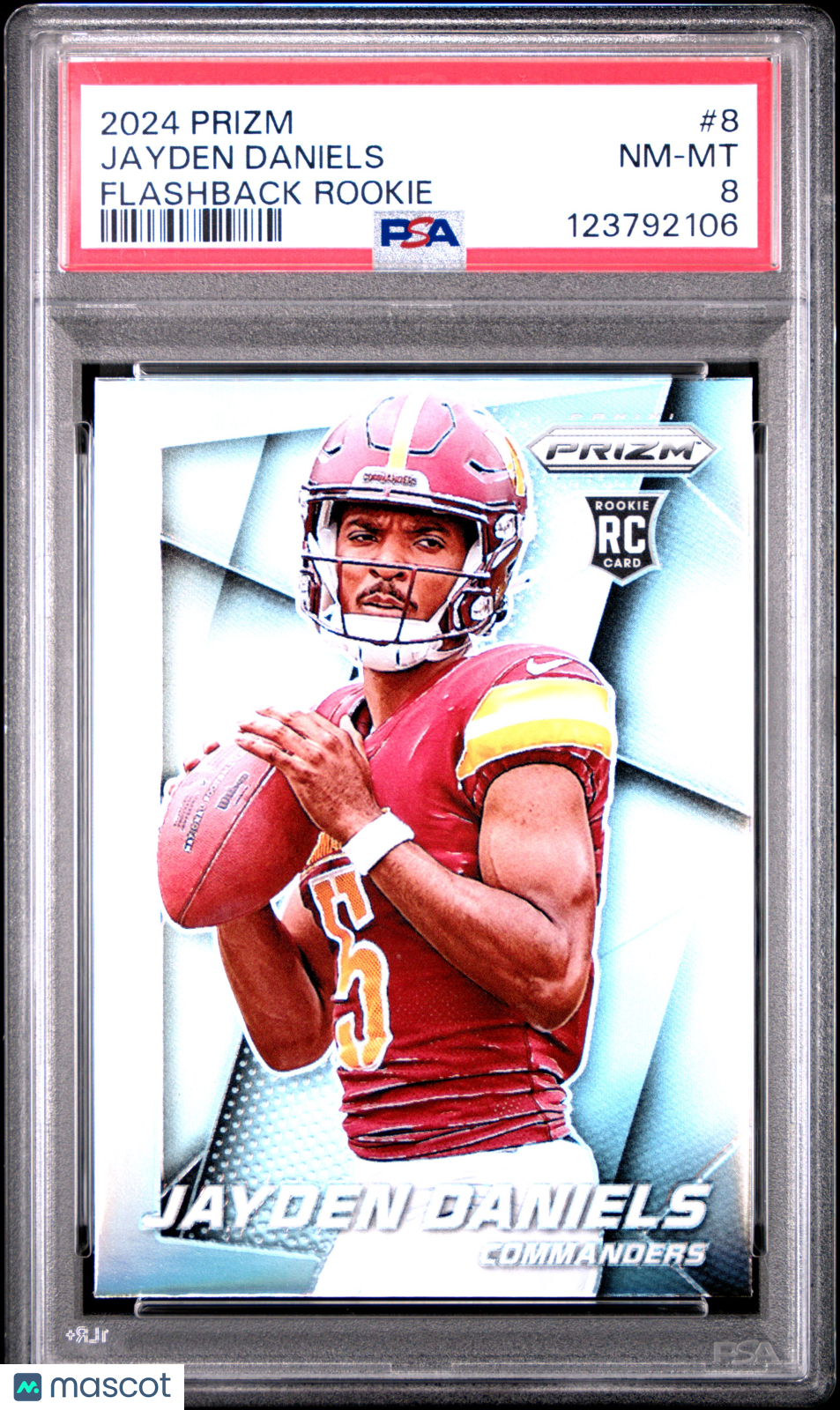 Jayden Daniels 2024 Panini Prizm Silver Flashback Rookie RC PSA 8 Commanders