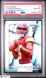Jayden Daniels 2024 Panini Prizm Silver Flashback Rookie RC PSA 8 Commanders