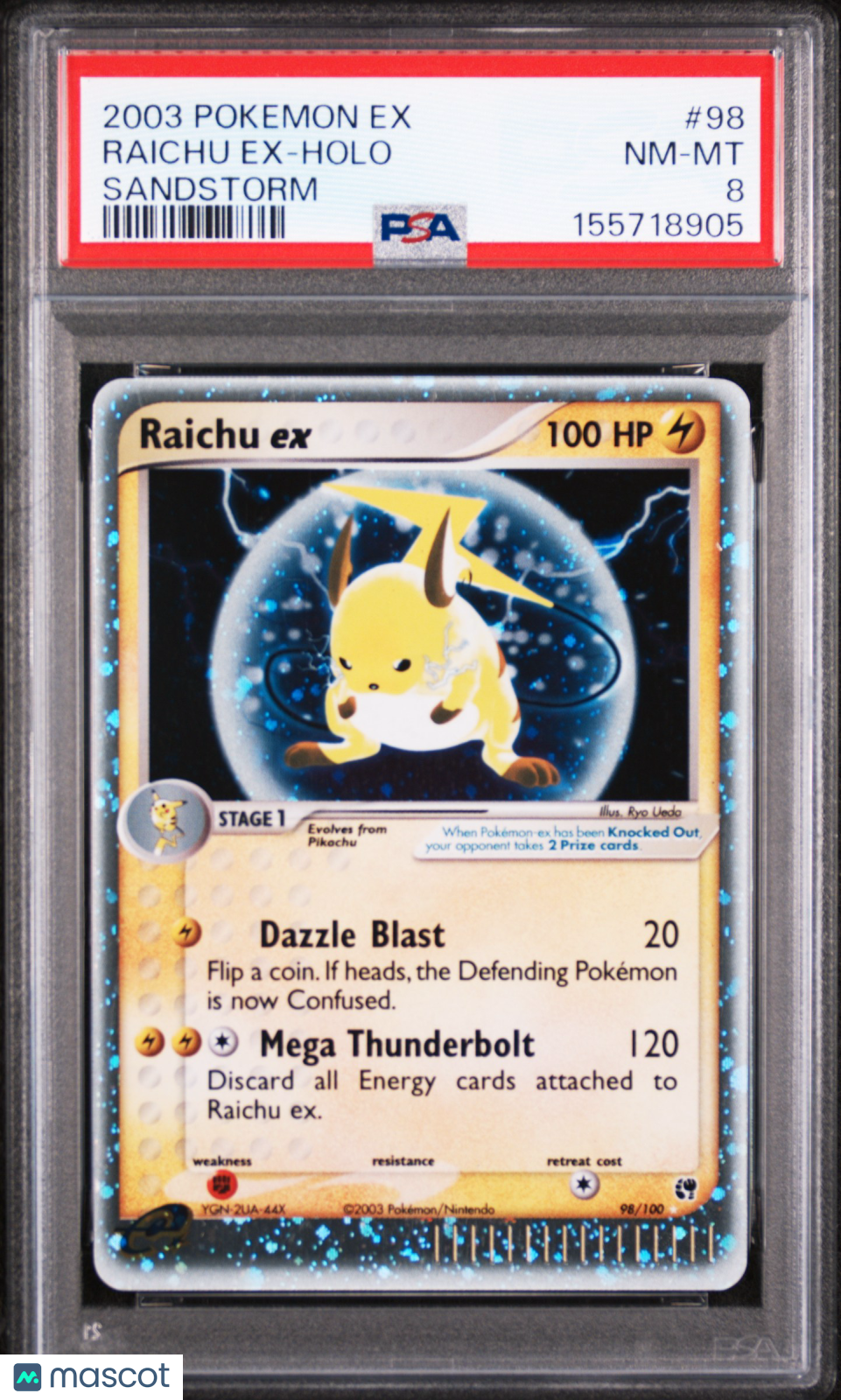 Raichu EX 2003 Pokemon EX Sandstorm #98 Holo PSA 8