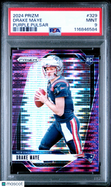 Drake Maye 2024 Panini Prizm Purple Pulsar Rookie RC PSA 9 Mint
