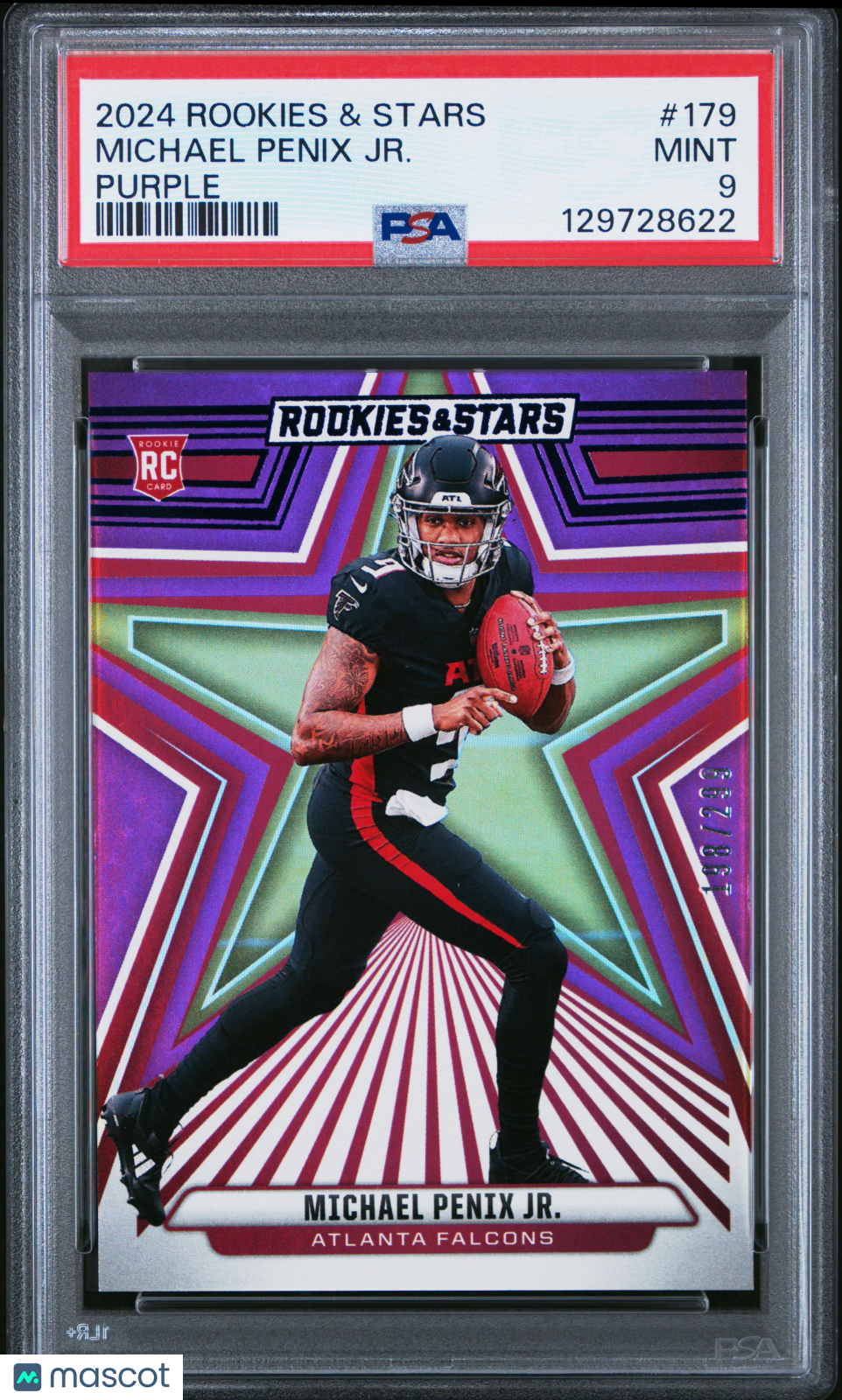 Michael Penix JR. 2024 Panini Rookies & Stars Purple Rookie RC /867 PSA 9