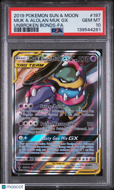 Muk & Alolan Muk GX 2019 Pokemon Sun & Moon Unbroken Bonds #197 Tag Team  PSA 10