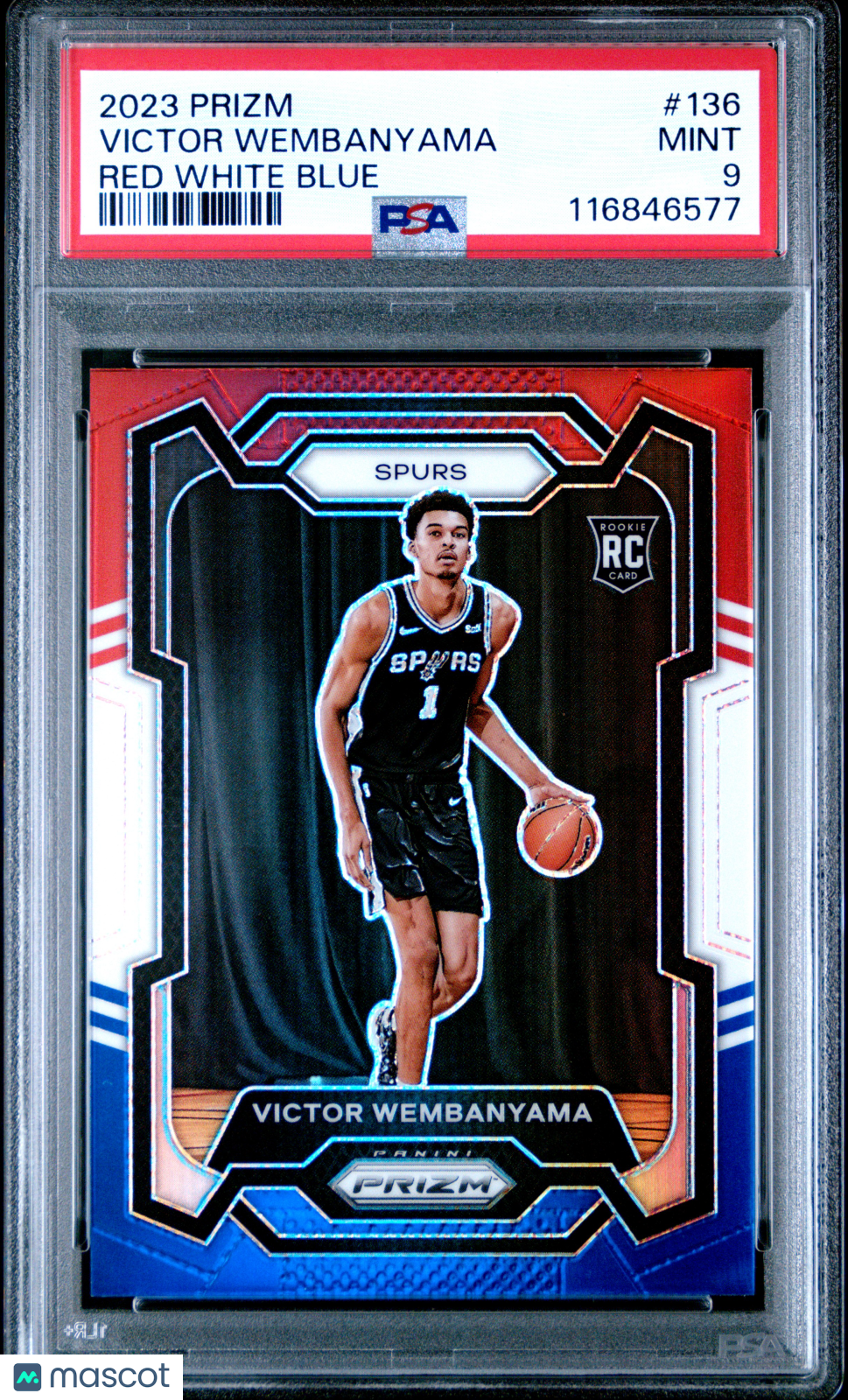 Victor Wembanyama 2023 Panini Prizm Red White Blue RWB Rookie RC PSA 9 Mint