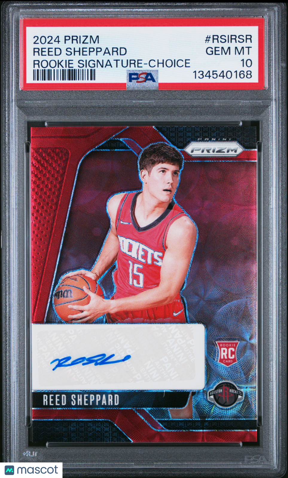 Reed Sheppard 2024 Panini Prizm Rookie Signatures Choice Red Auto PSA 10 Rockets